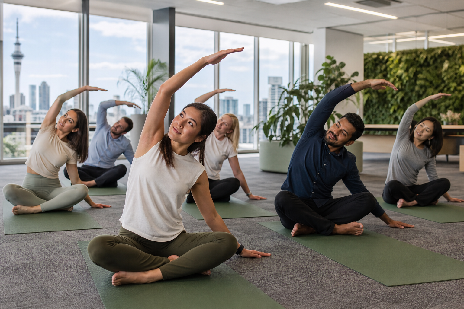 Team wellness session led by Removalclean in Auckland office